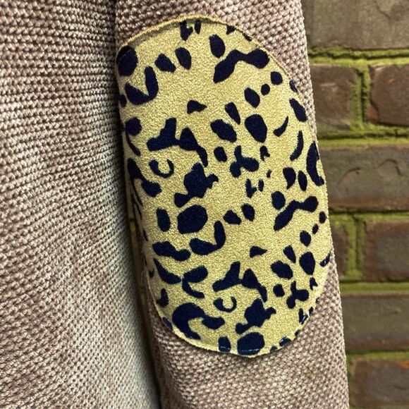 White Birch Mauve Ling Sleeve Cheetah Elbow Pads Dress  Size Medium - Picture 3 of 5